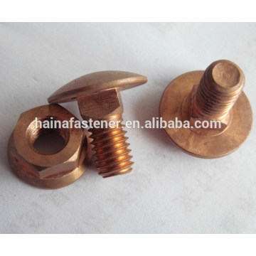DIN603 brass mushroom head square neck bolt with flange nut,Brass carriage bolt